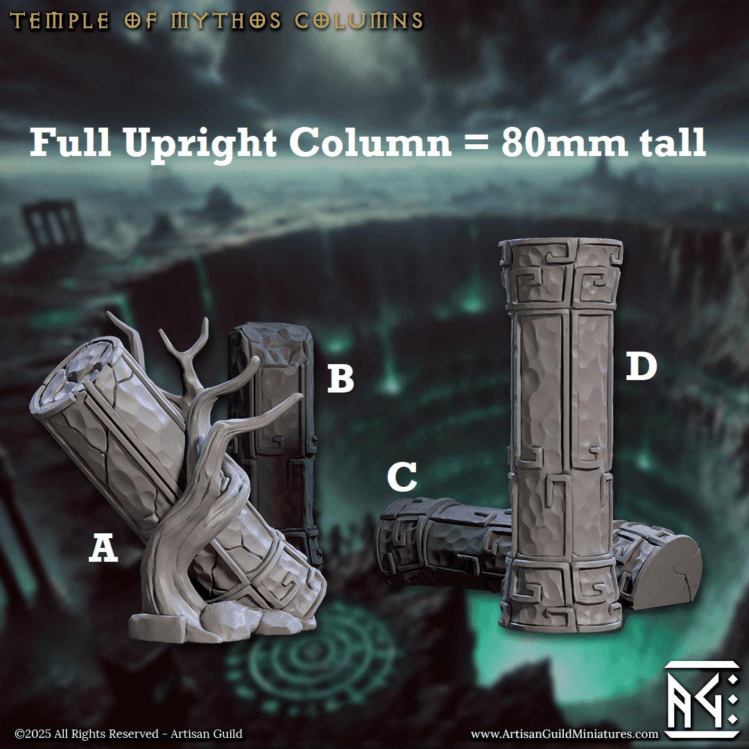 Temple of Mythos Columns (Terrain) - A - Crumbling with Tree