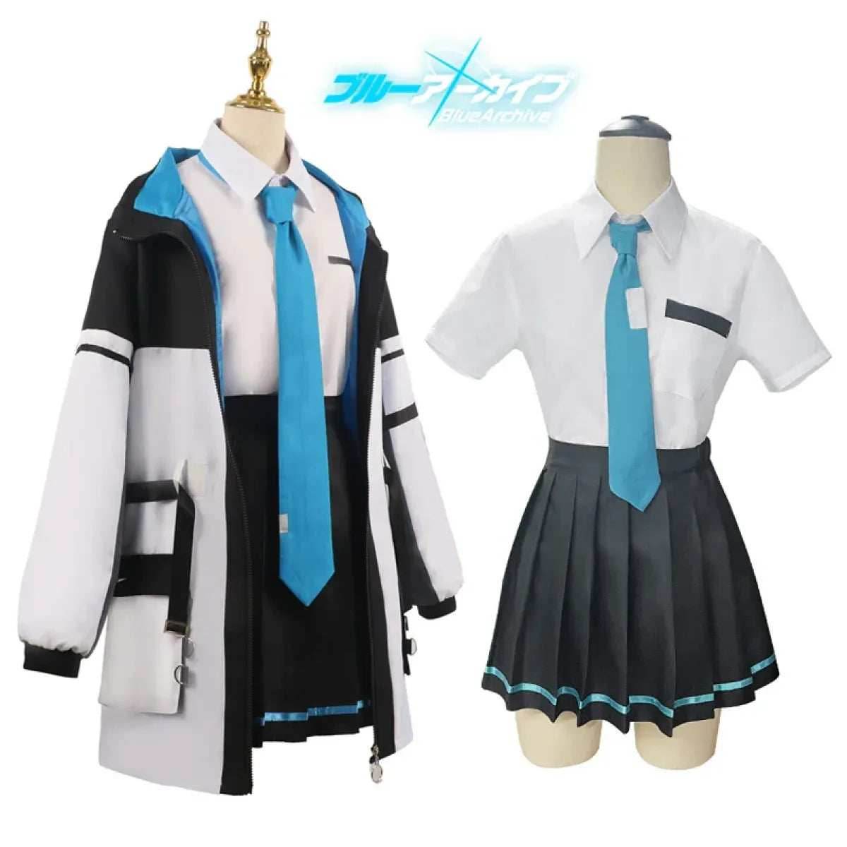 Blue Archive Tendou Arisu Cosplay Costume – Uniform, Wig & Coat Set - S / Costume Only