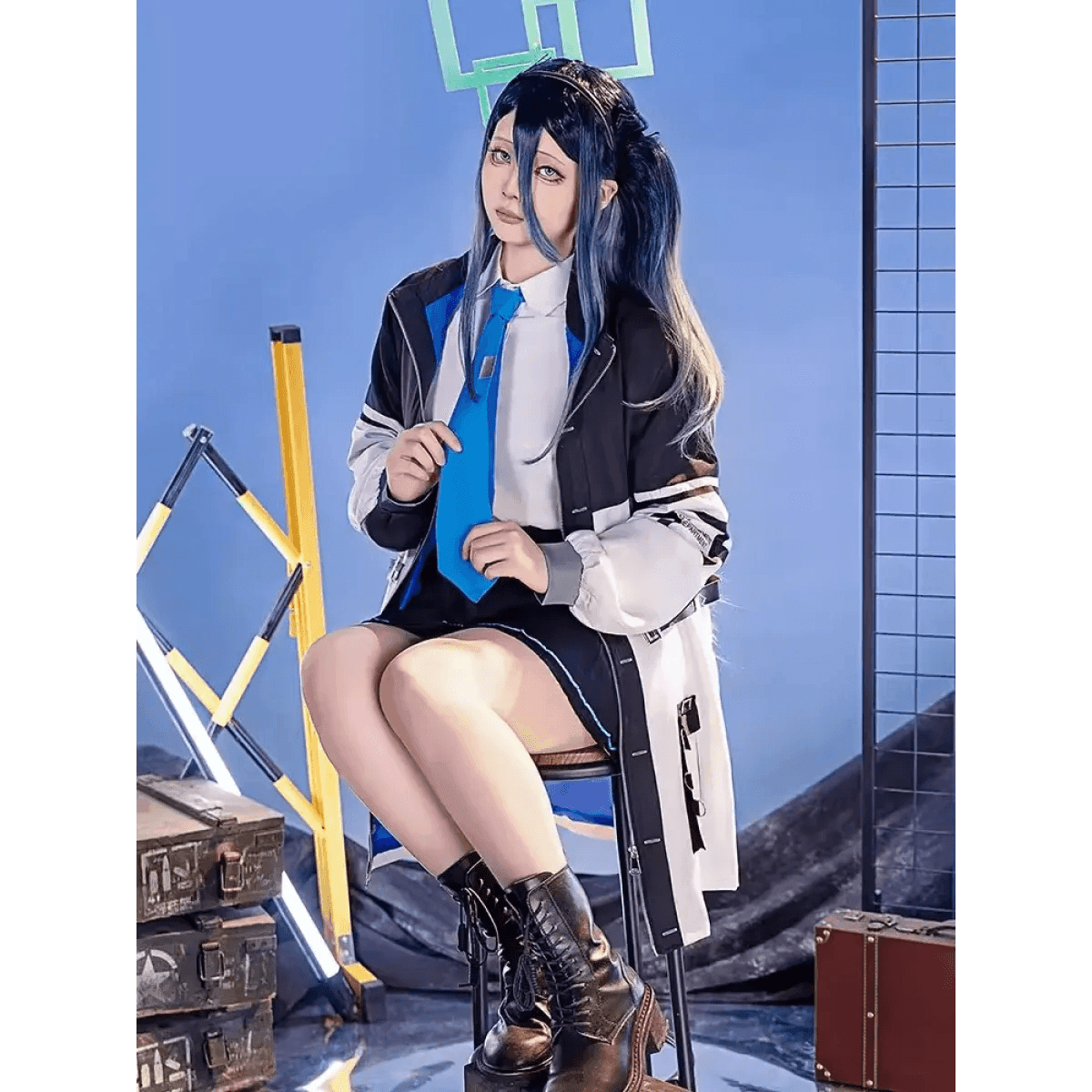 Blue Archive Tendou Arisu Cosplay Costume – Uniform, Wig & Coat Set - S / Costume Only
