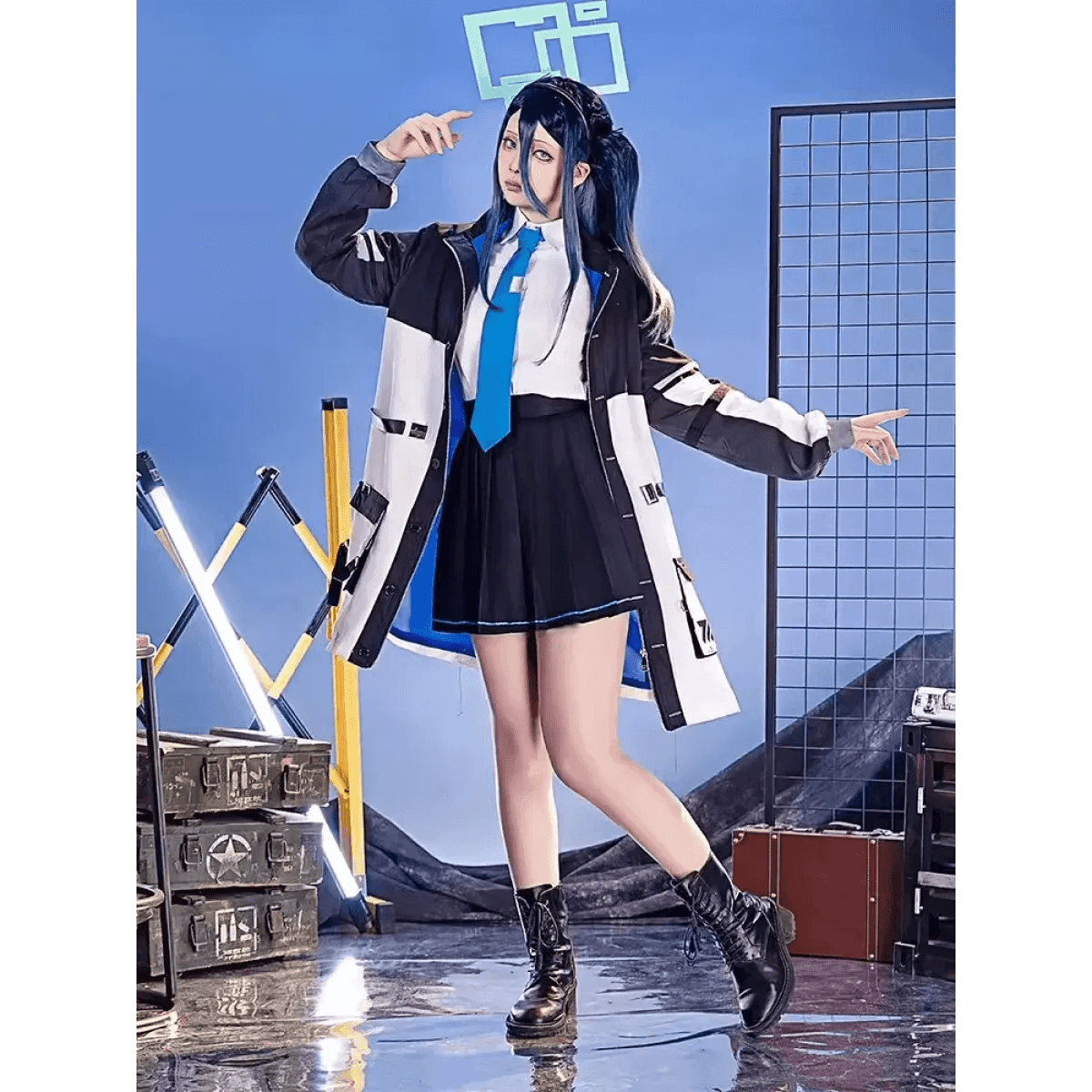 Blue Archive Tendou Arisu Cosplay Costume – Uniform, Wig & Coat Set - S / Costume Only