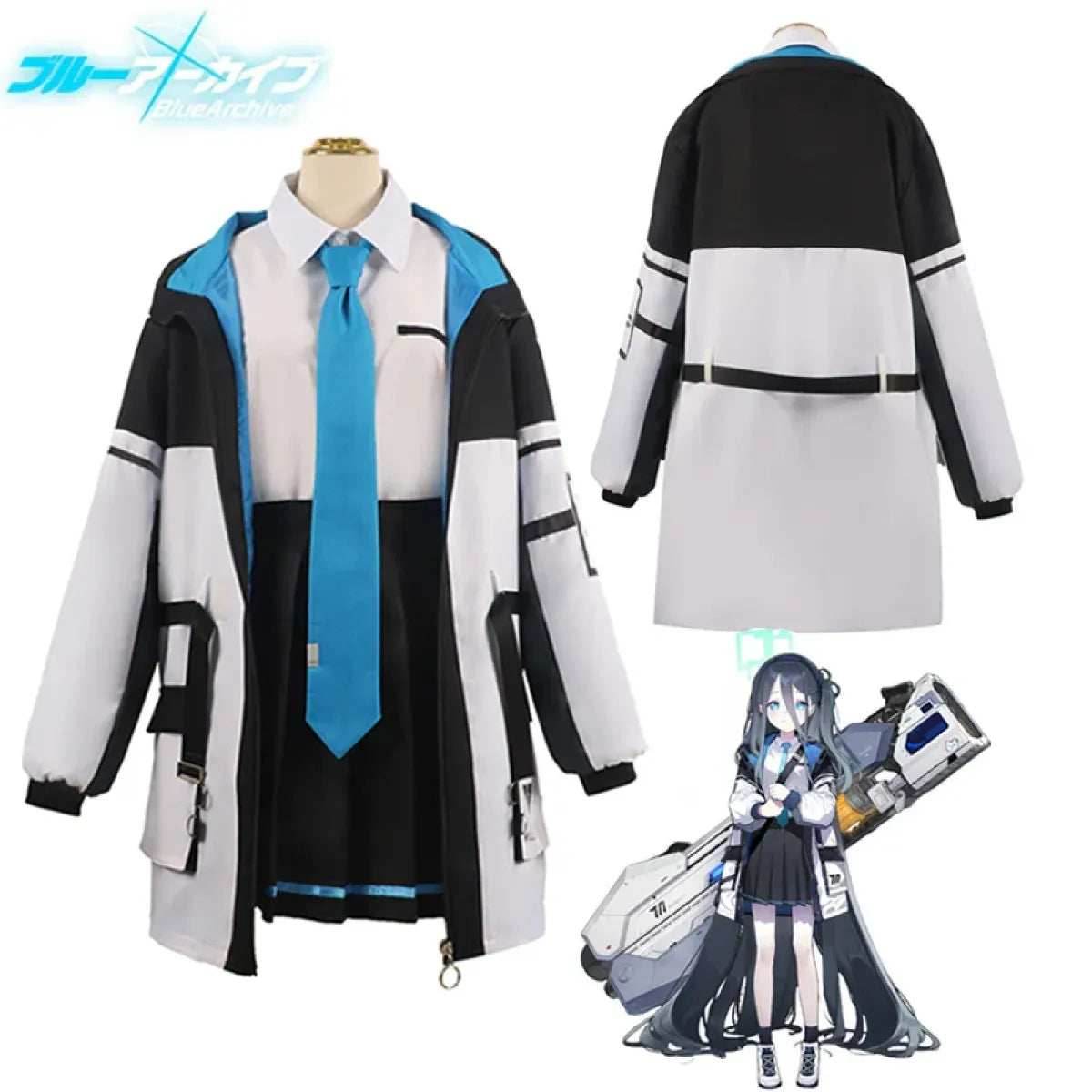 Blue Archive Tendou Arisu Cosplay Costume – Uniform, Wig & Coat Set - S / Costume Only
