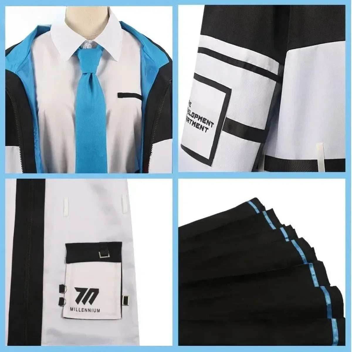 Blue Archive Tendou Arisu Cosplay Costume – Uniform, Wig & Coat Set - S / Costume Only