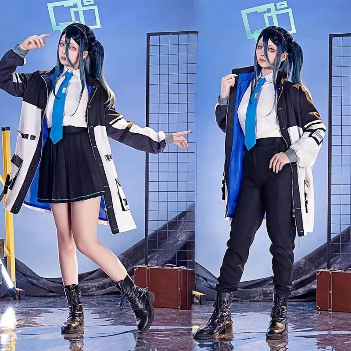 Blue Archive Tendou Arisu Cosplay Costume – Uniform, Wig & Coat Set - S / Costume Only