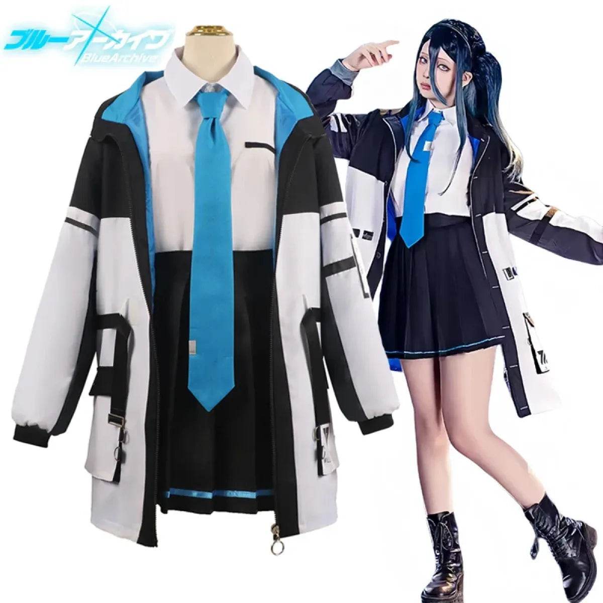Blue Archive Tendou Arisu Cosplay Costume – Uniform, Wig & Coat Set - S / Costume Only