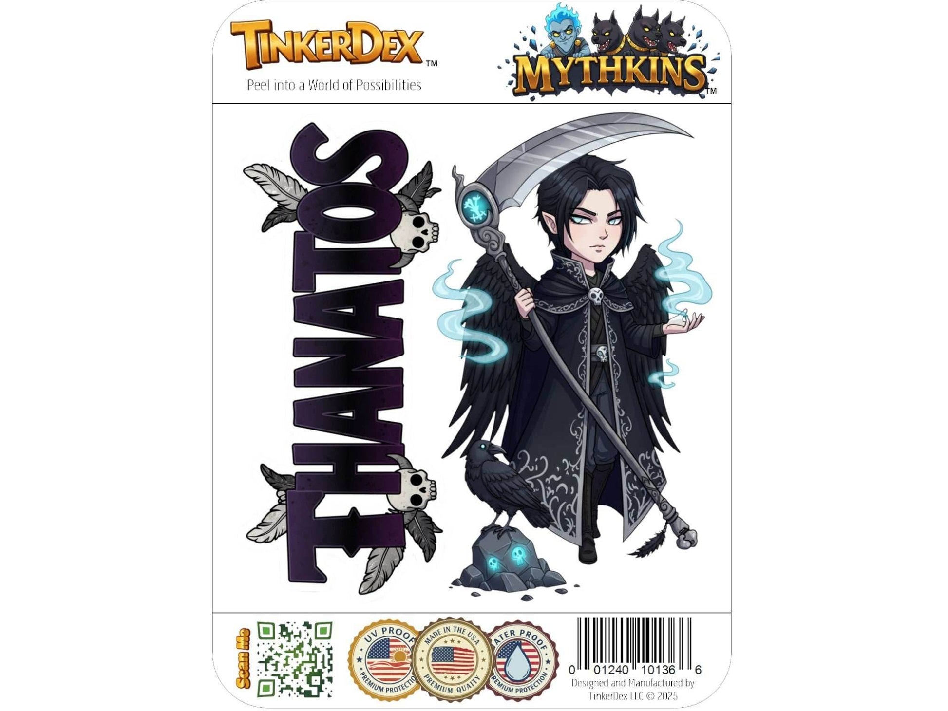 Thanatos Adekastos Mythkins™ Vinyl Sticker – Greek God of Death | Waterproof & UV-Proof - Sticker / Mini