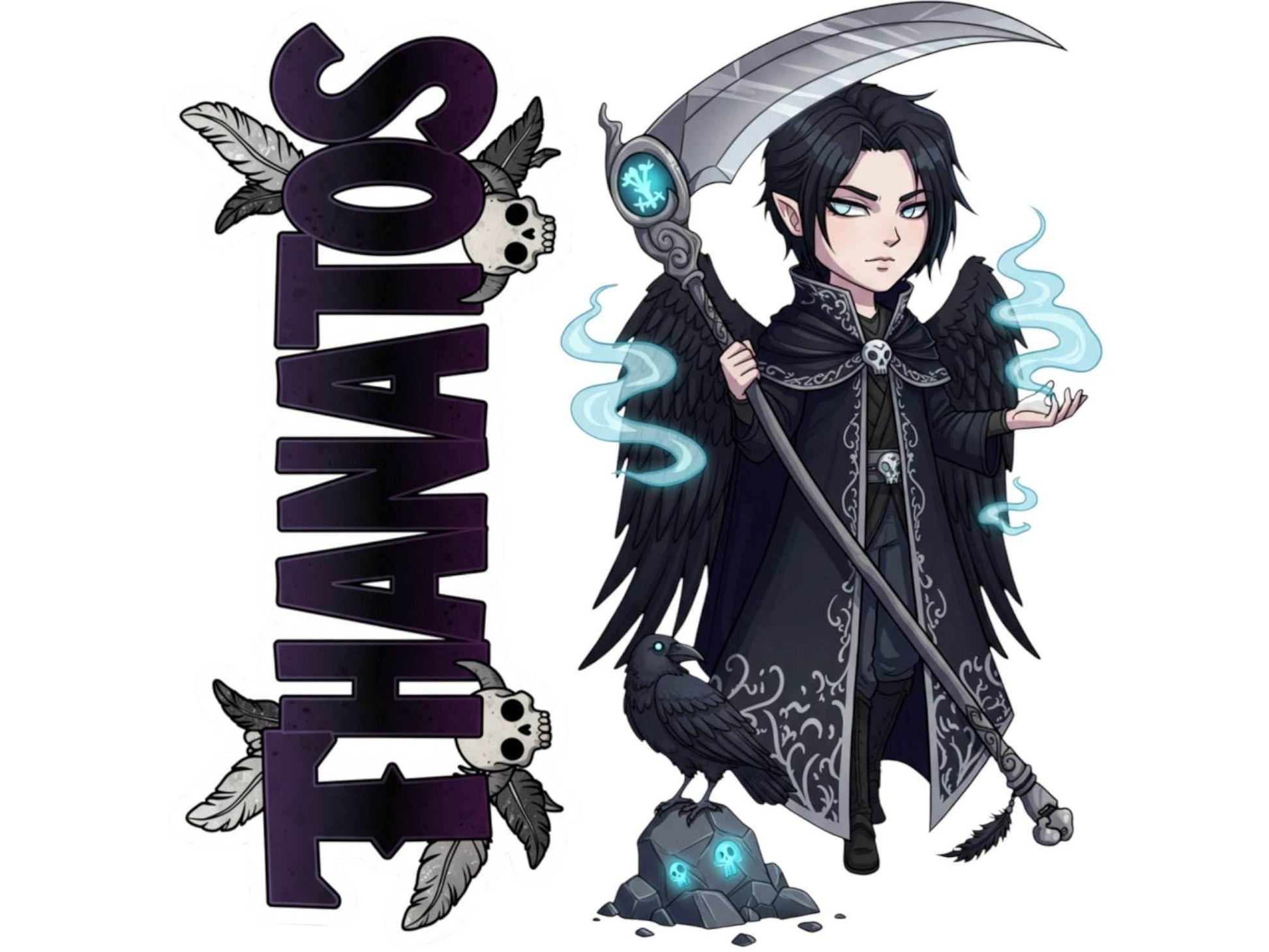 Thanatos Adekastos Mythkins™ Vinyl Sticker – Greek God of Death | Waterproof & UV-Proof - Sticker / Mini