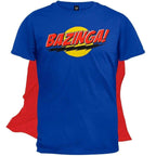 The Big Bang Theory Bazinga! T-shirt with Attachable Cape - L / Blue