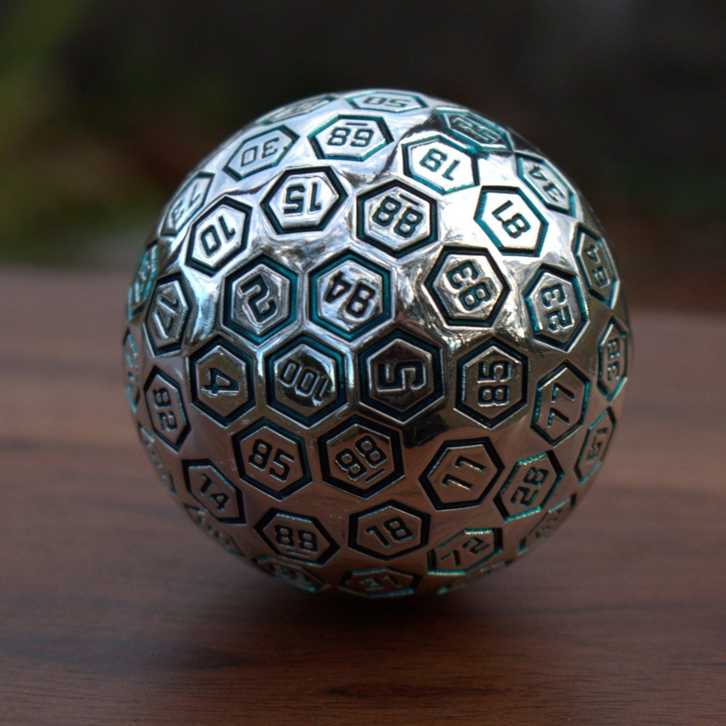 The Orb D100 -  Aqua and Silver Metal Die