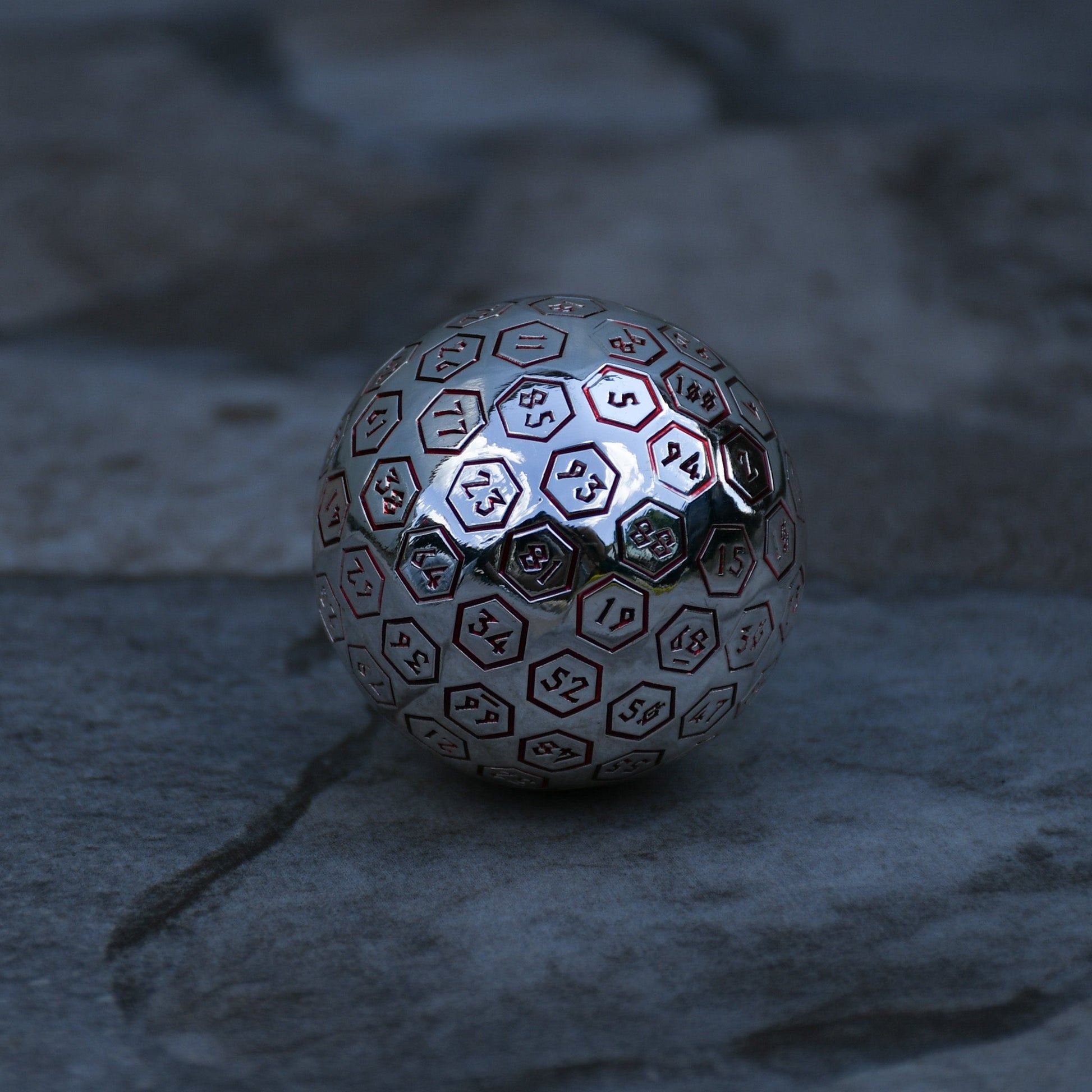 The Orb D100 -  Crimson and Silver Metal Die