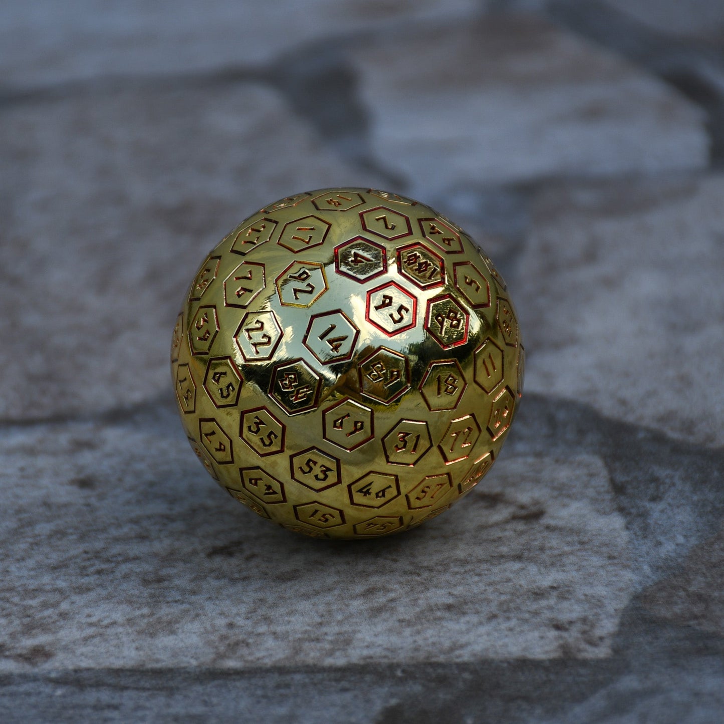 The Orb D100 -  Red and Gold Metal Die