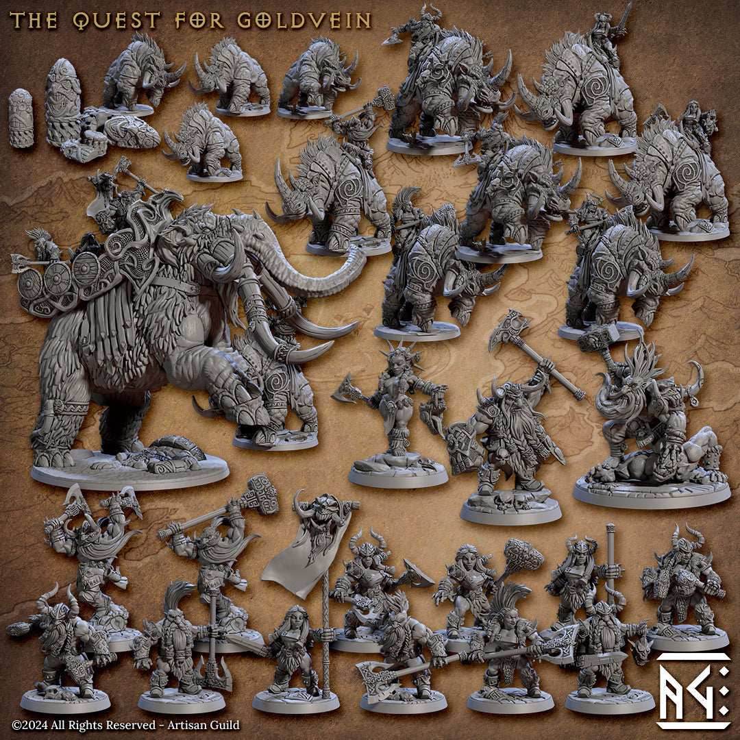 The Quest for Goldvein: Complete Set - With Platform Mount / 50mm Base - Squashing Orc Diorama