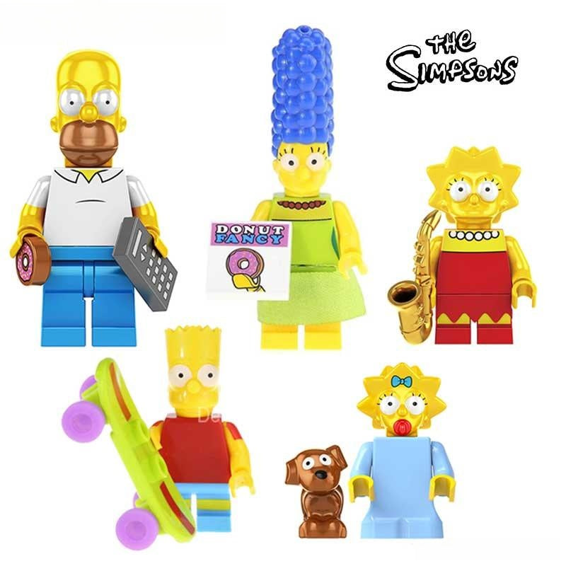 The Simpsons family Set of 5 Lego Minifigures Custom Toys