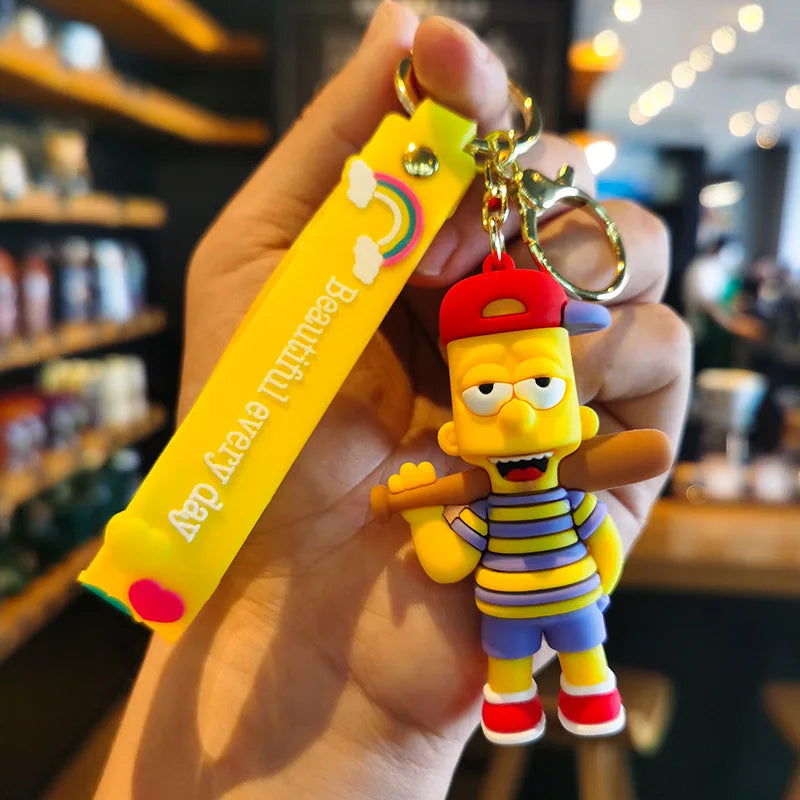 The Simpsons Keychain Cartoon Anime Figure Key Ring Phone Hanging Pendant Kawaii Holder Car Key Chain Birthday Christmas Gift