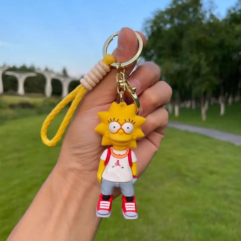 The Simpsons Keychain Cartoon Anime Figure Key Ring Phone Hanging Pendant Kawaii Holder Car Key Chain Birthday Christmas Gift