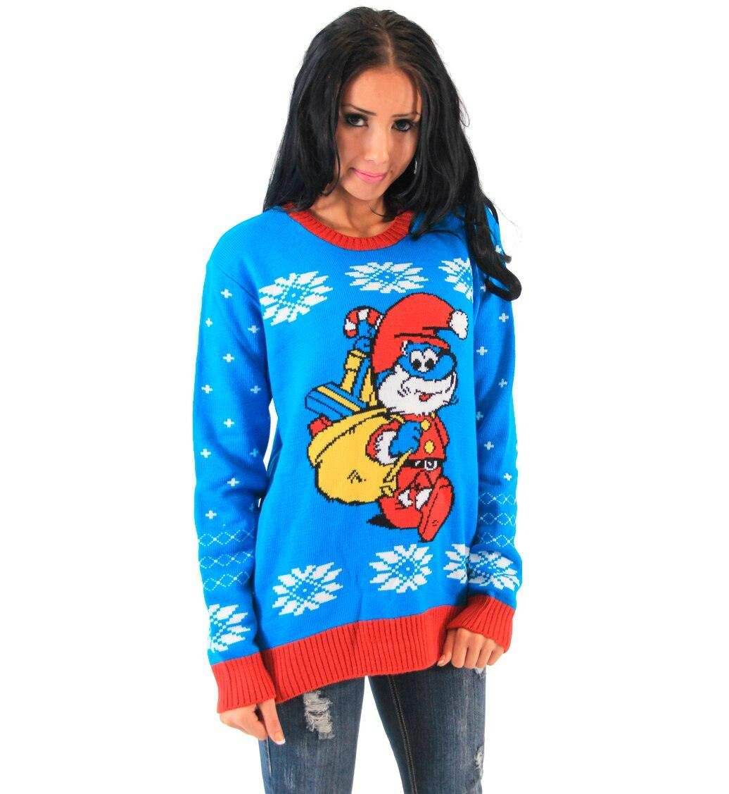 The Smurfs Papa Smurf As Santa Ugly Christmas Sweater - XS