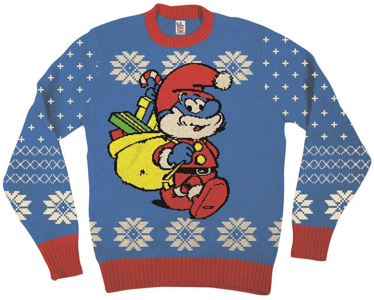 The Smurfs Papa Smurf As Santa Ugly Christmas Sweater - XS