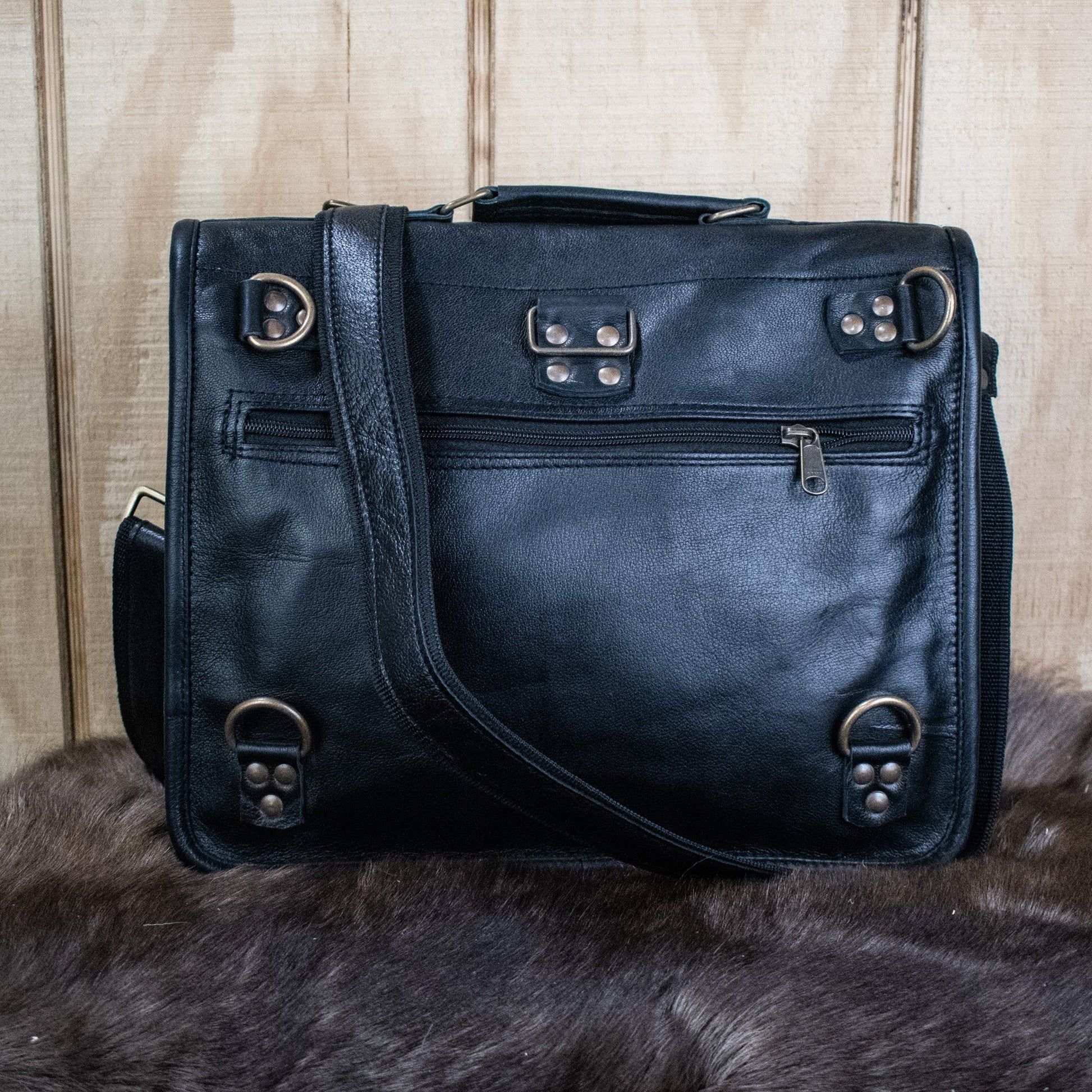 "The Traveler" Leather Satchel (Black)