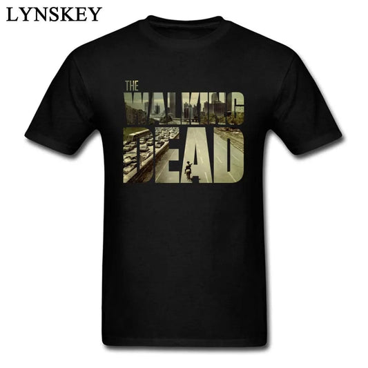 The Walking Dead Funky T-shirt Man's Short Sleeve Cotton Teeshirt Customized Boyfriend's Top Cool Black