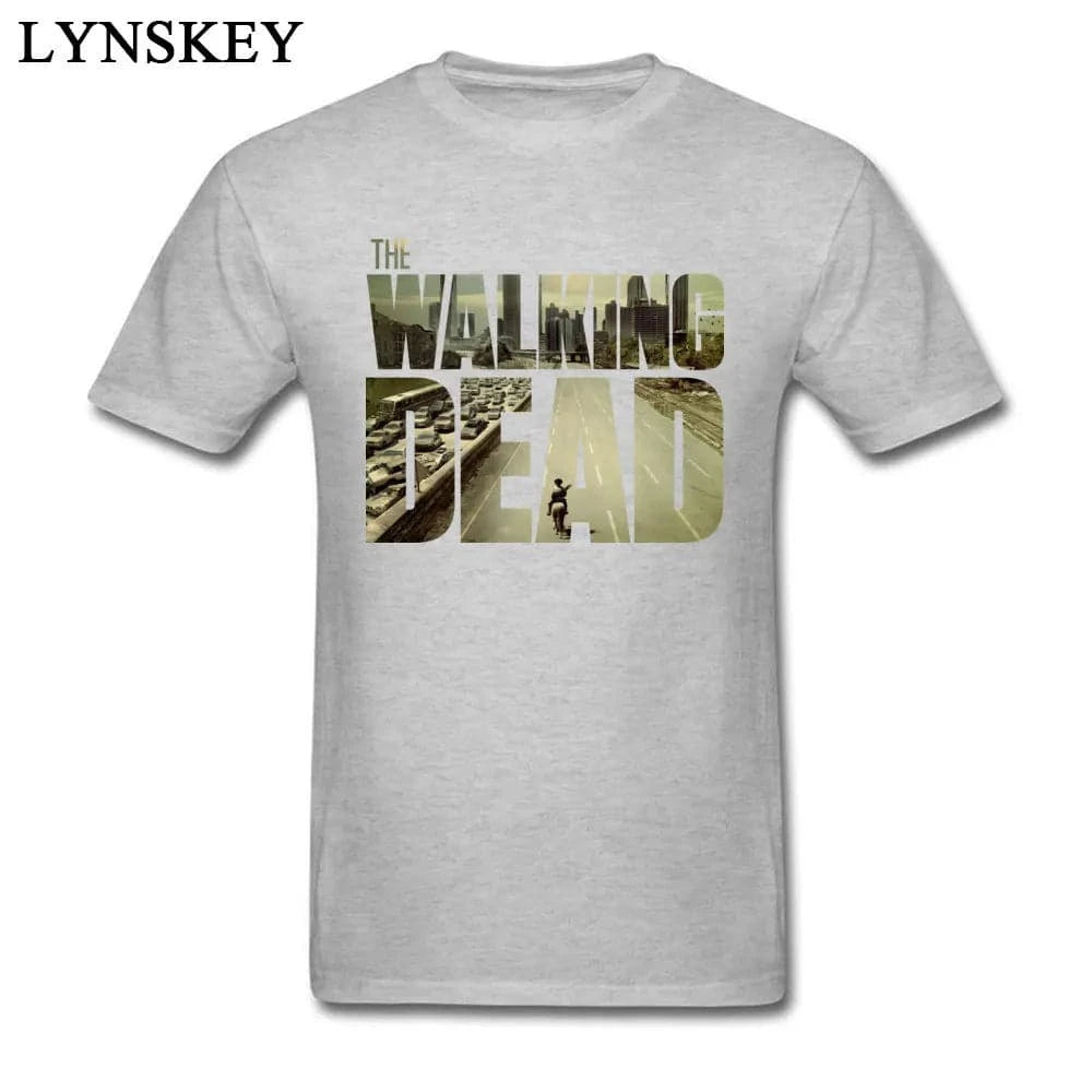 The Walking Dead Funky T-shirt Man's Short Sleeve Cotton Teeshirt Customized Boyfriend's Top Cool Black