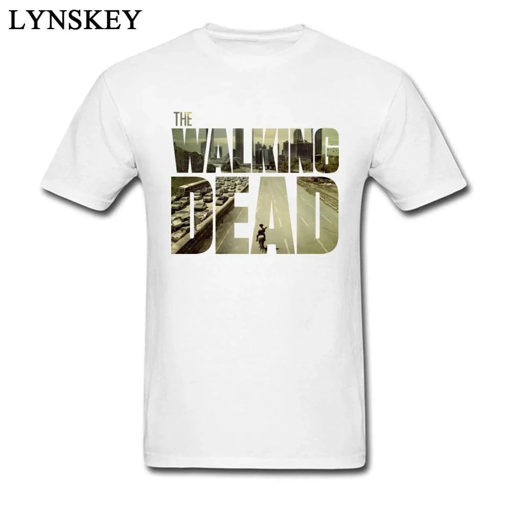 The Walking Dead Funky T-shirt Man's Short Sleeve Cotton Teeshirt Customized Boyfriend's Top Cool Black