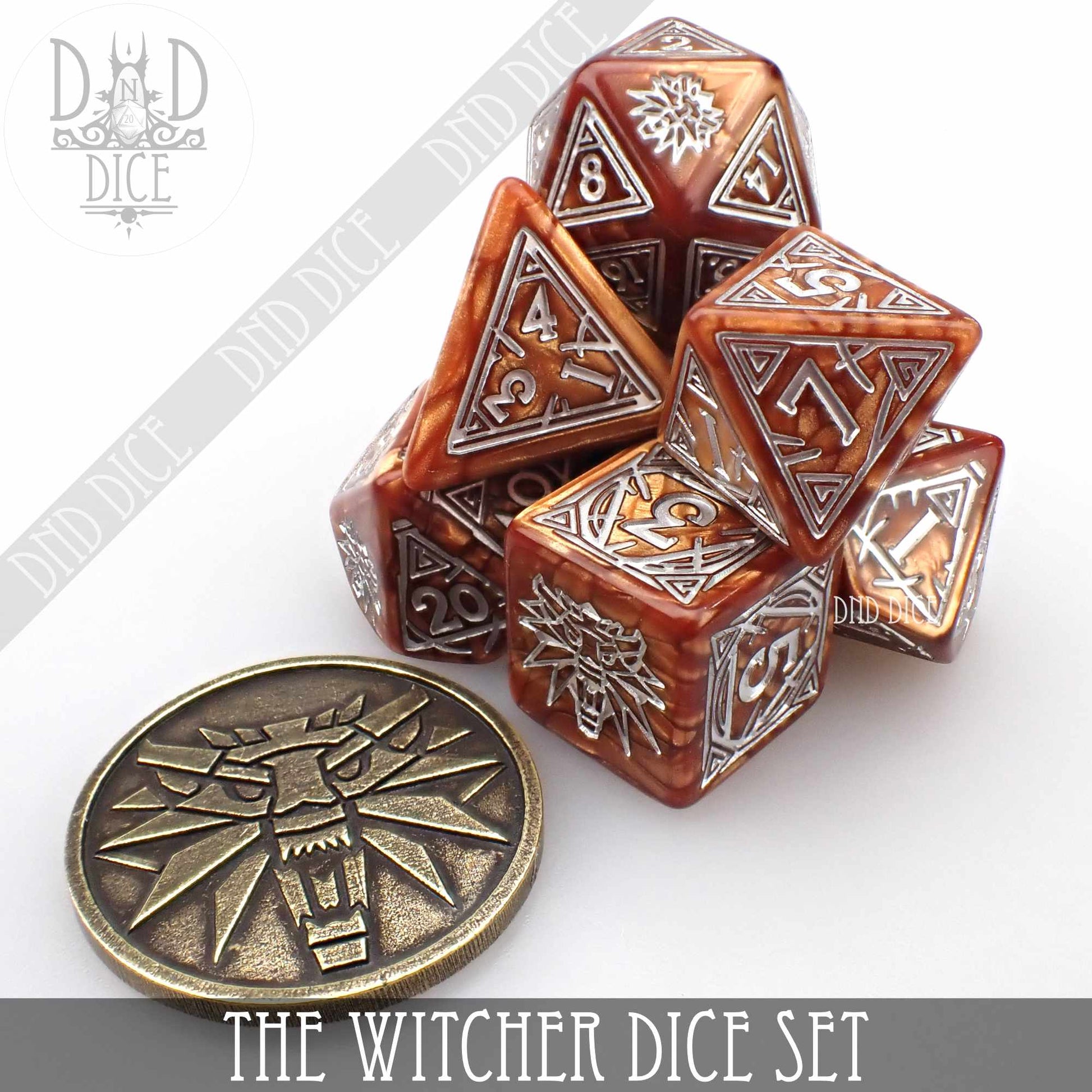 The Witcher Dice Set and Coin - Geralt