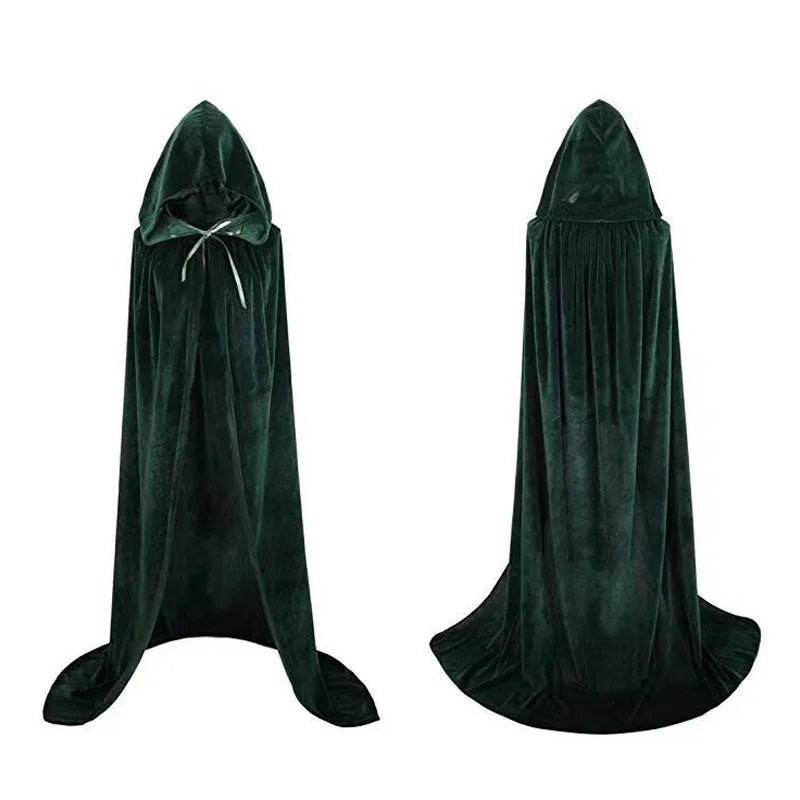 Thick Women Kids Deer Suede Single Button Cloak Designer Female Vintage Hooded Solid Halloween Medieval Long Cape Overcoats