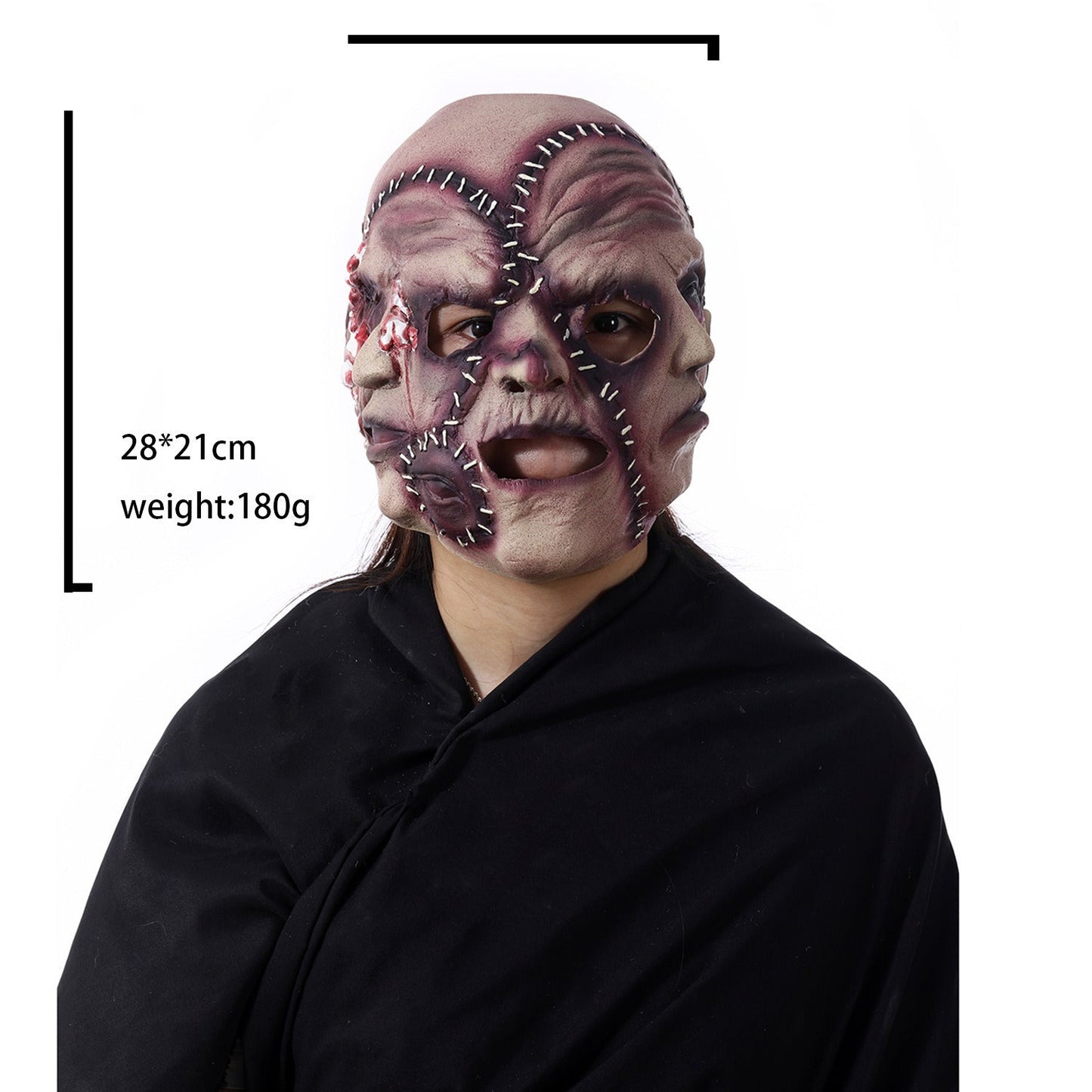 Three-sided Grimace Horror Mask Latex Soft Ghost Festival Simulation Face Headgear