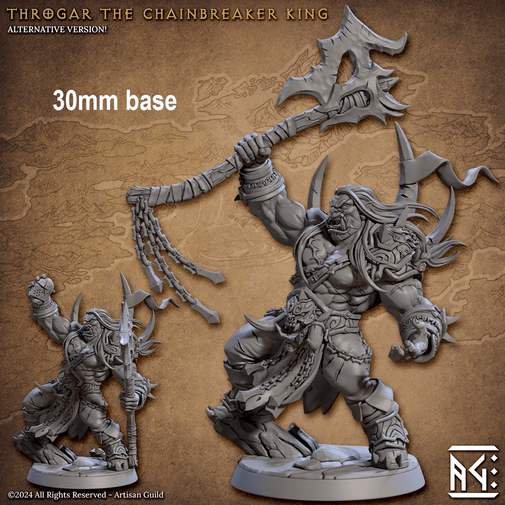 Throgar, the Chainbreaker King (Male Orc Barbarian Hero) - Empty (Beholding?) / Big Ol' Axe