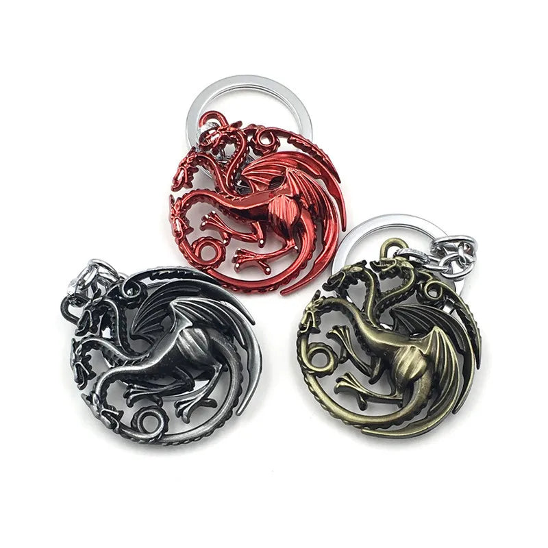 Thrones Keychain Stark Wolf Head Badge Key Chains Pendant Metal Keyring llaveros Accessories Gifts