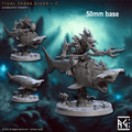 Tidal Shark Rider: Sculpt C (Mounted Male Merfolk Warrior) - With Helmet / Spear