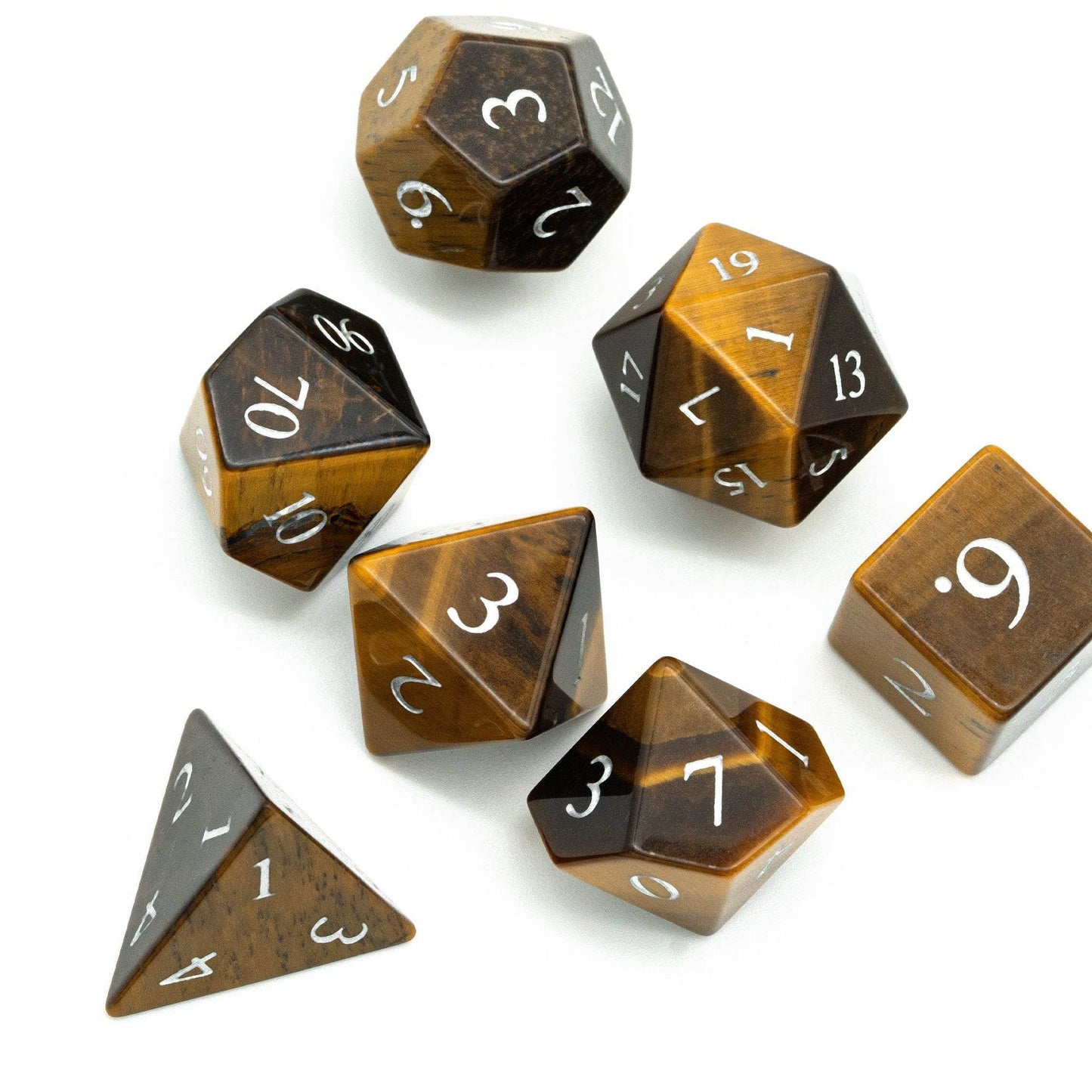 Tiger's Eye Gemstone Dice Set - 