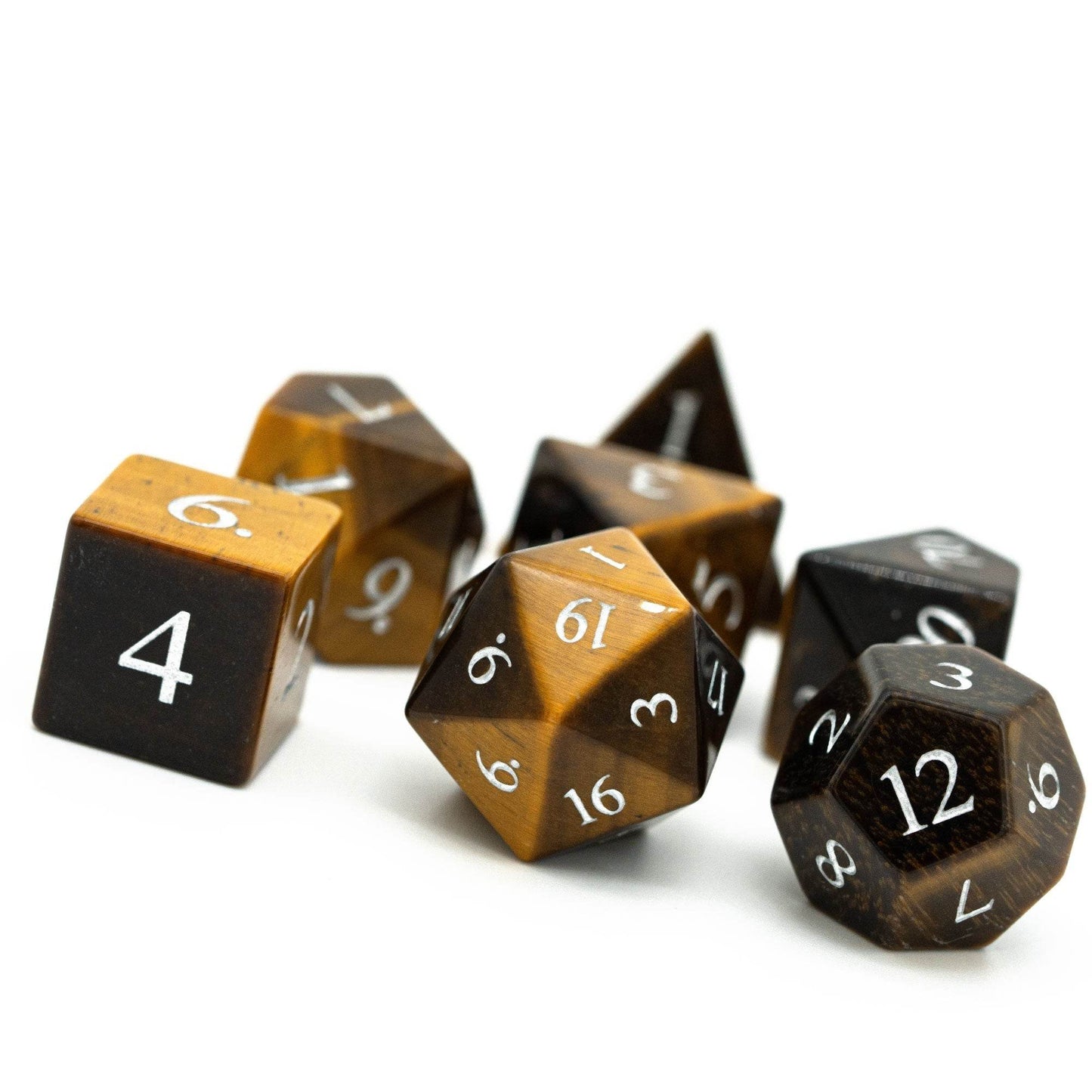 Tiger's Eye Gemstone Dice Set - 