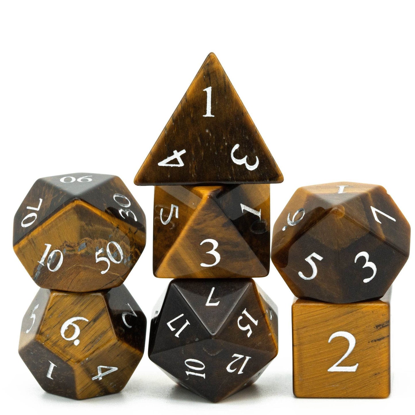 Tiger's Eye Gemstone Dice Set - 