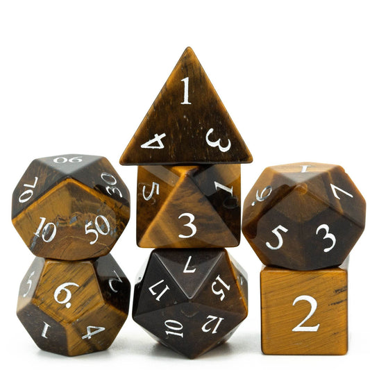 Tiger's Eye Gemstone Dice Set - 