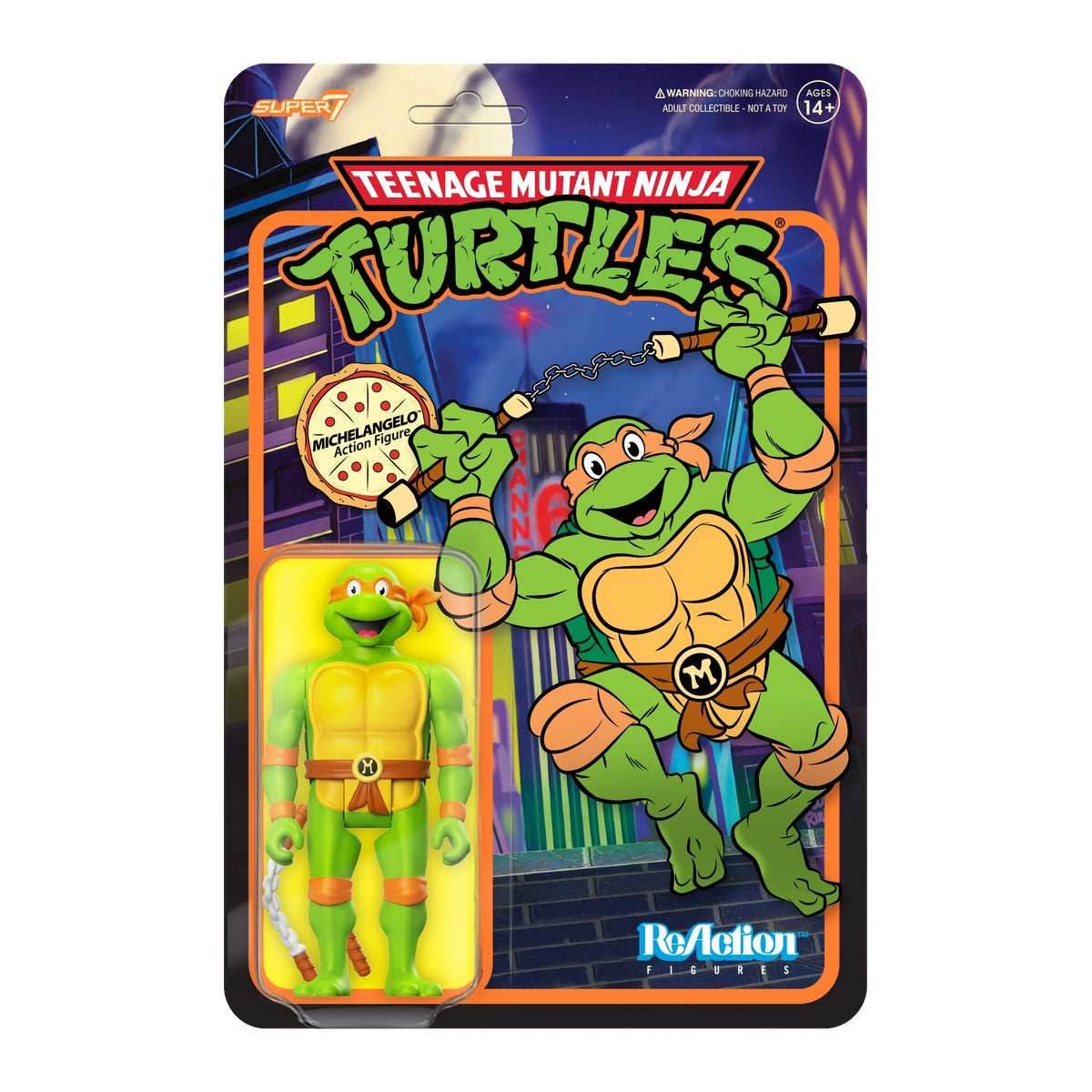Super7 x Teenage Mutant Ninja Turtles - Michelangelo Toon Wave 7 ReAction Figure TMNT - 