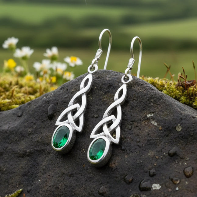 Celtic Trinity Knot Crystal Earrings
