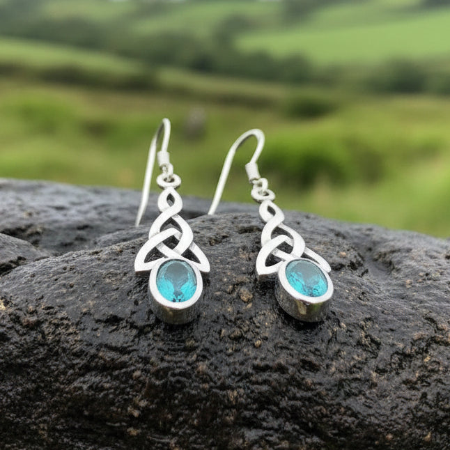Celtic Trinity Knot Crystal Earrings