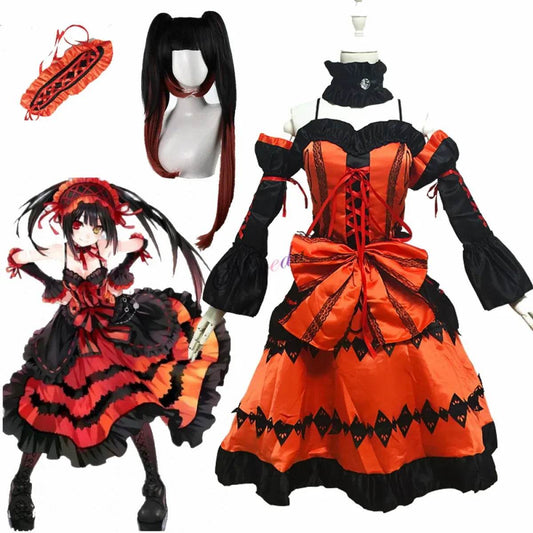 DATE A LIVE Tokisaki Kurumi Gothic Lolita Cosplay Set - Kurumi Costume / One Size / DATE A LIVE