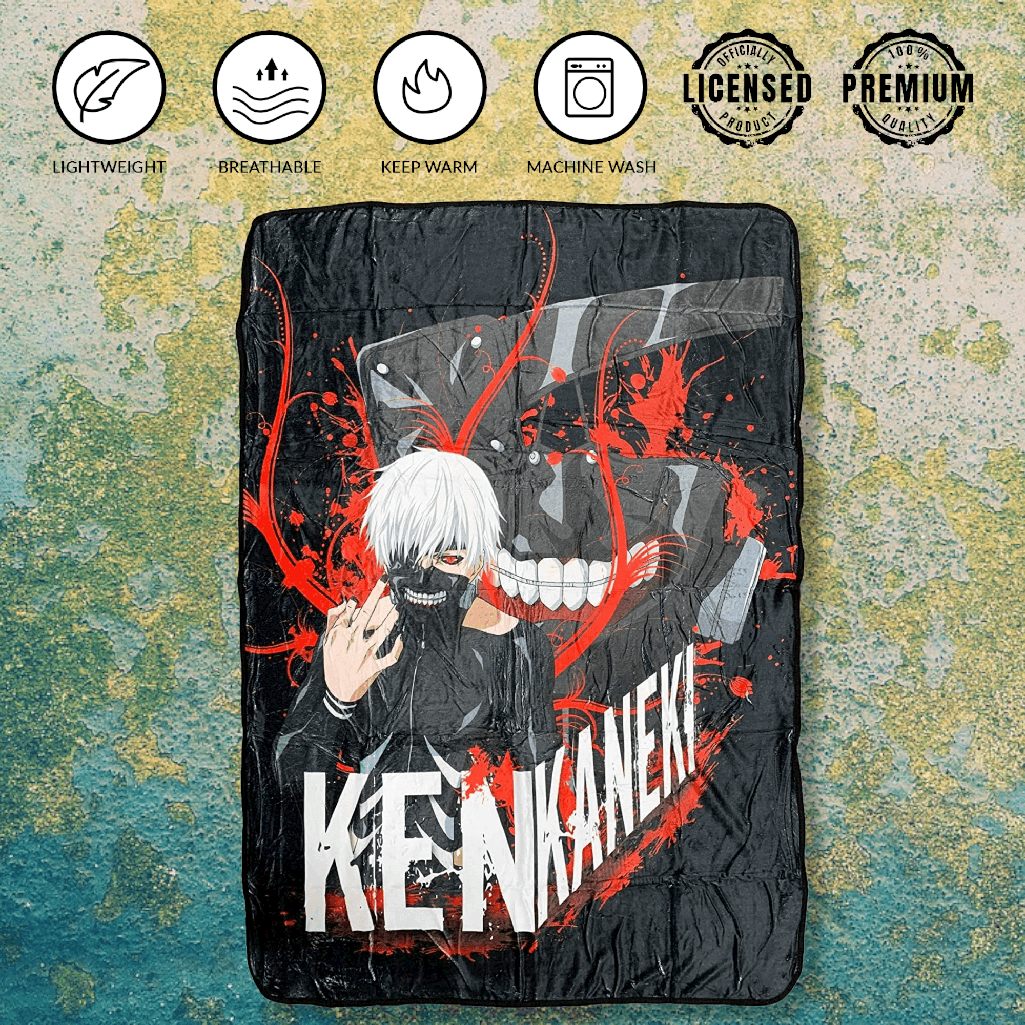 Tokyo Ghoul Ken Kaneki White Hair With Mask Fleece Throw Soft Lightweight Blanket 45x60 Inches - 