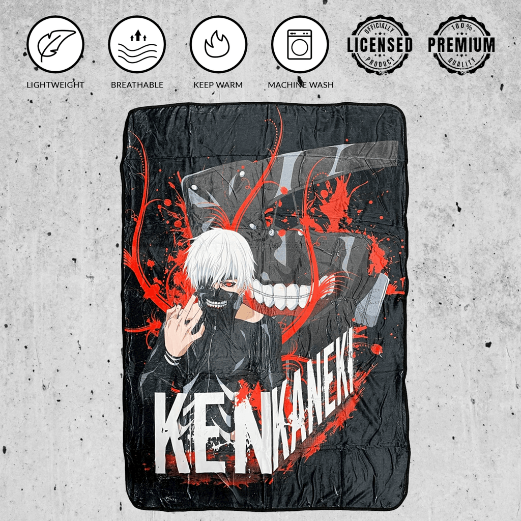 Tokyo Ghoul Ken Kaneki White Hair With Mask Fleece Throw Soft Lightweight Blanket 45x60 Inches - 