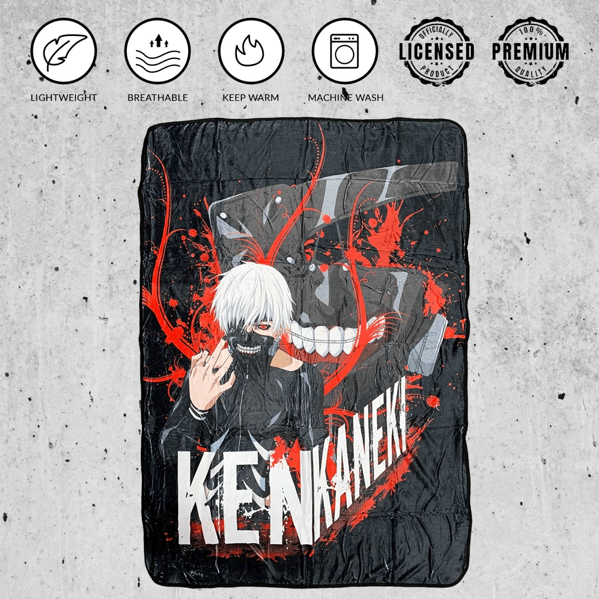 Tokyo Ghoul Ken Kaneki White Hair With Mask Fleece Throw Soft Lightweight Blanket 45x60 Inches - 