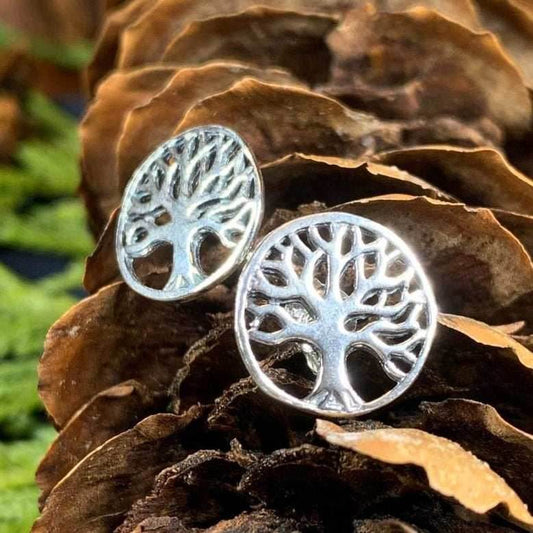 Tree of Life Stud Silver Earrings - 