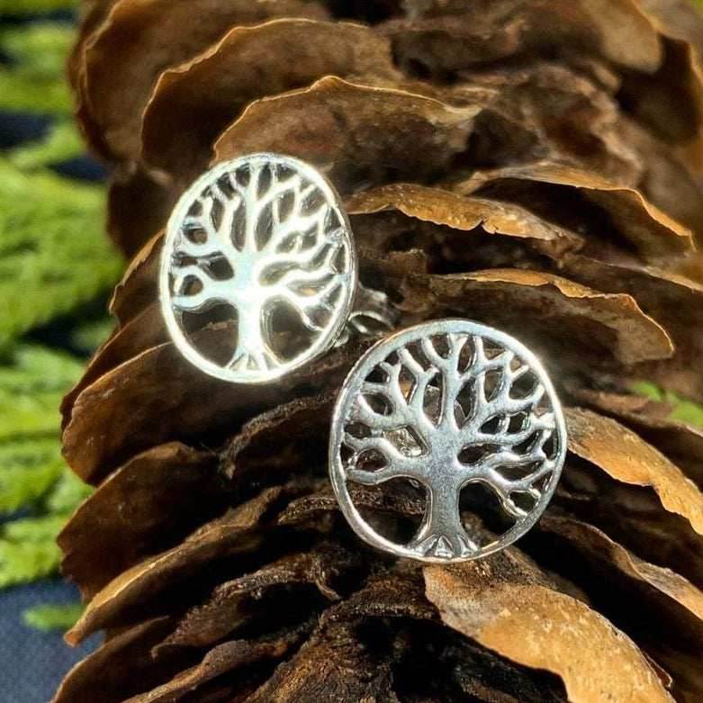 Tree of Life Stud Silver Earrings - 