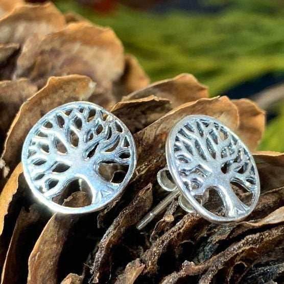 Tree of Life Stud Silver Earrings - 