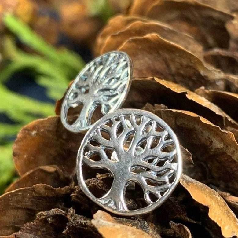 Tree of Life Stud Silver Earrings - 