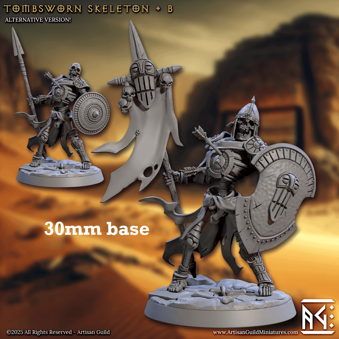 Tombsworn Skeleton: Sculpt B - With Helmet / Slotted Shield / Warbanner