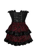 Top Drawer 2 PC Black Satin Steel Boned Burlesque Corset & Gold Brocade Skirt Set