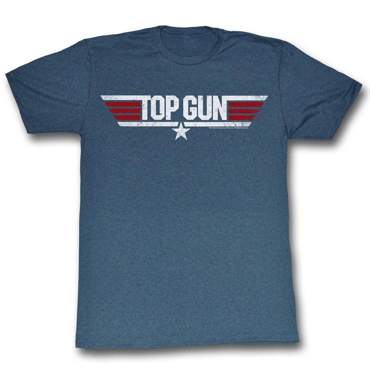 Top Gun Logo Heather Navy T-Shirt