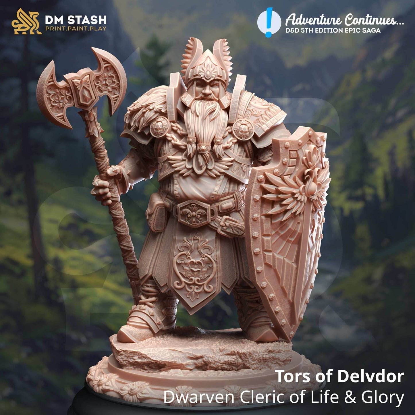 Tors of Delvdor, Dwarven Cleric of Life & Glory (Male Dwarf Cleric) - 32mm Scale