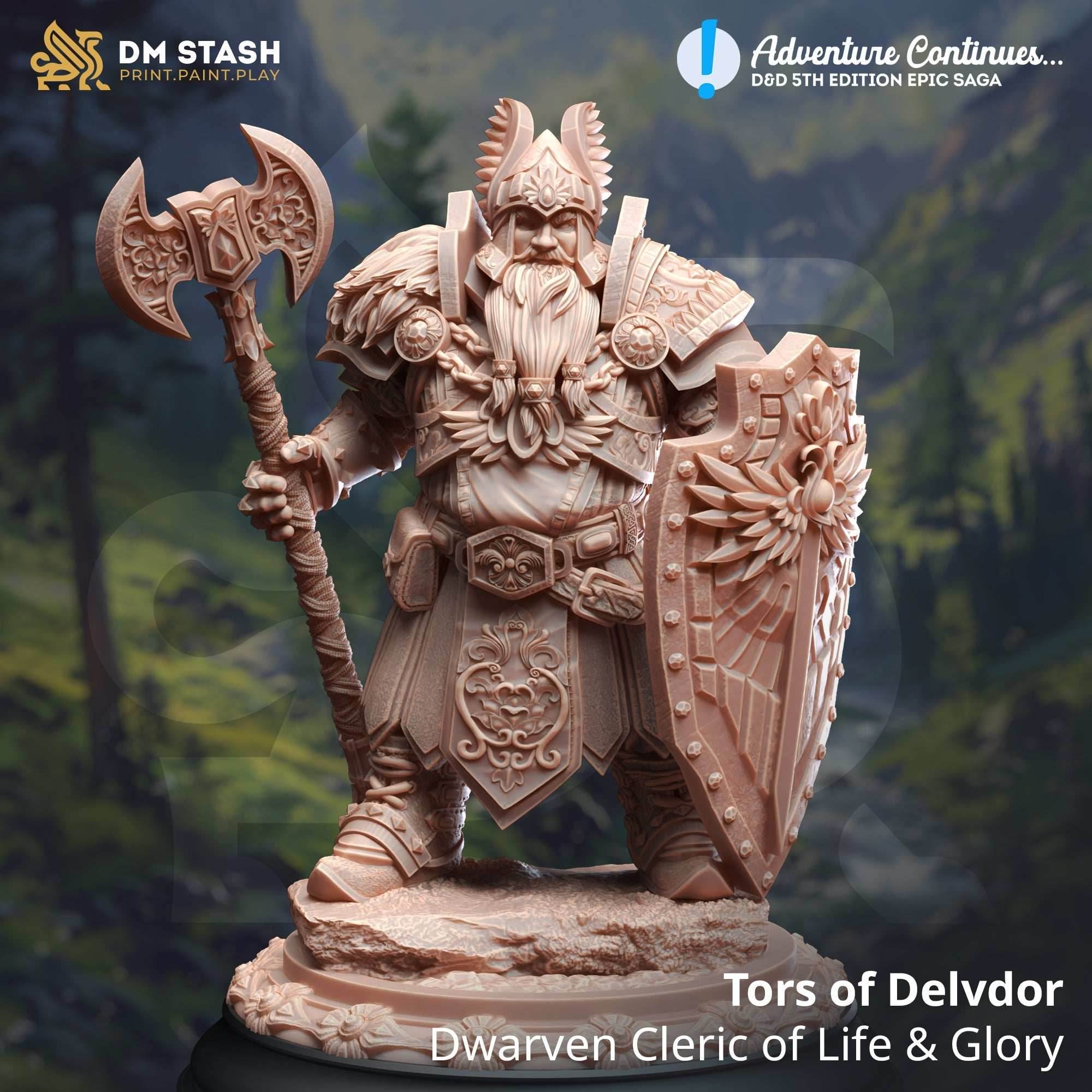 Tors of Delvdor, Dwarven Cleric of Life & Glory (Male Dwarf Cleric) - 32mm Scale